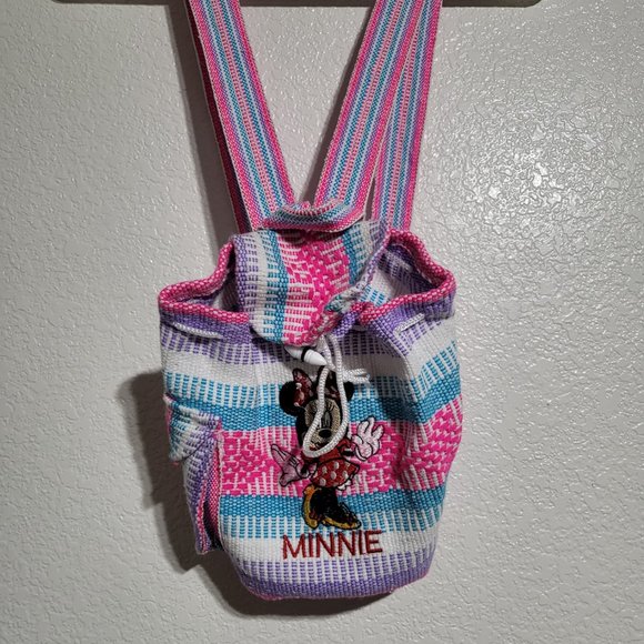 Disney Handwoven Minnie Mouse Handmade Small Backpack‎ in Pink and Blue - Picture 9 of 10